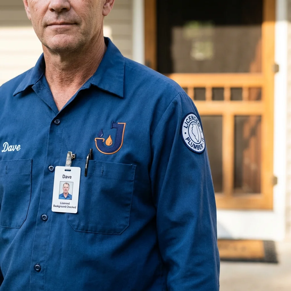 Licensed plumber showing ID badge in Boise City, OK