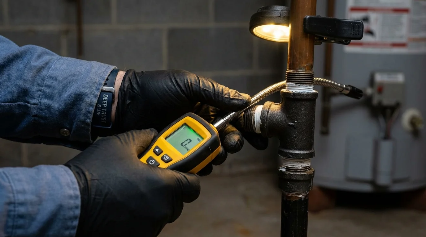 Gas leak detection with electronic sniffer by Johns Plumbing LLC in Boise City