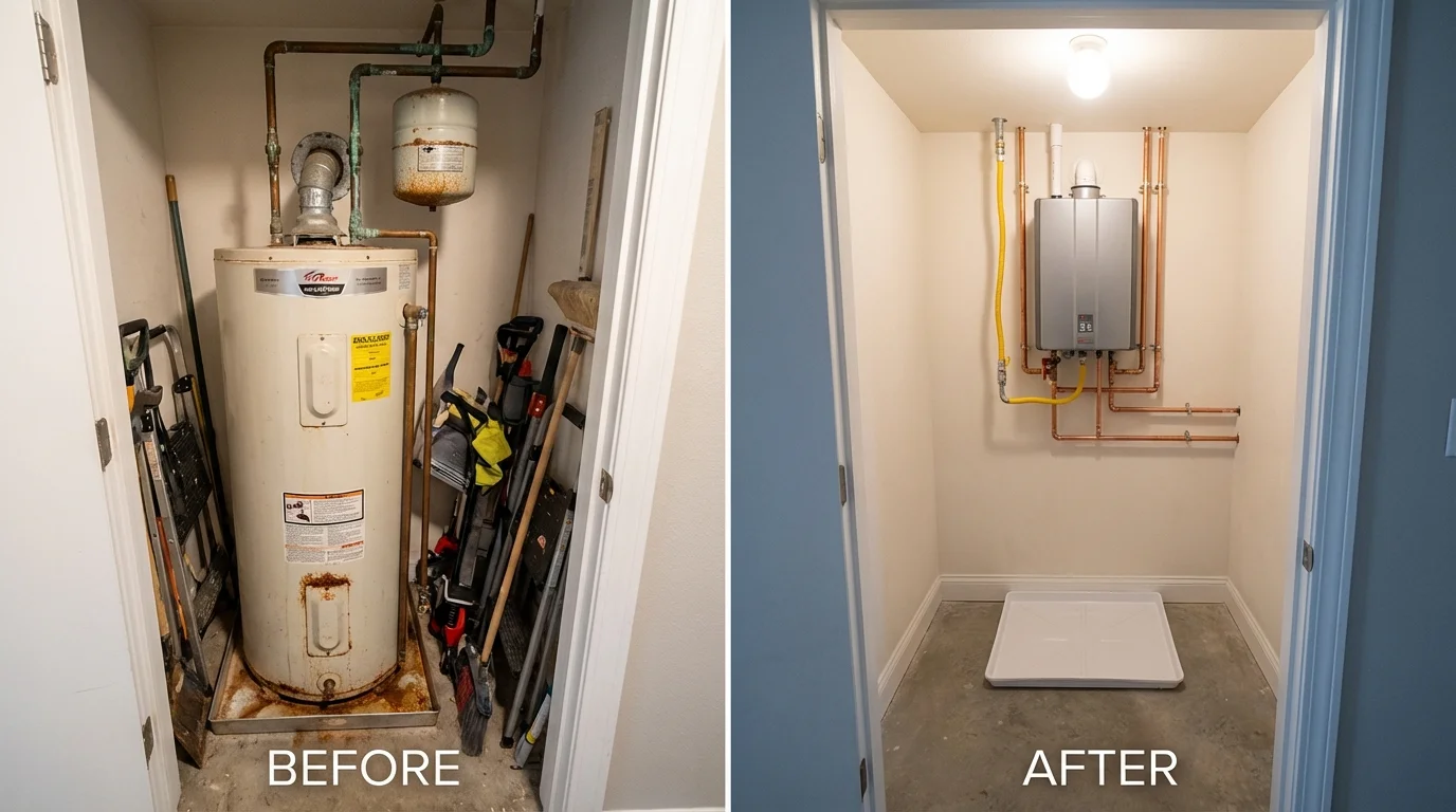 Tank water heater versus wall-mounted tankless unit comparison for Boise City, OK homeowners