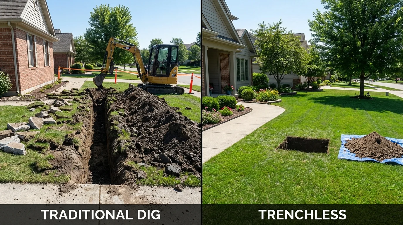 Trenchless sewer repair with minimal yard damage versus traditional excavation in Boise City, OK